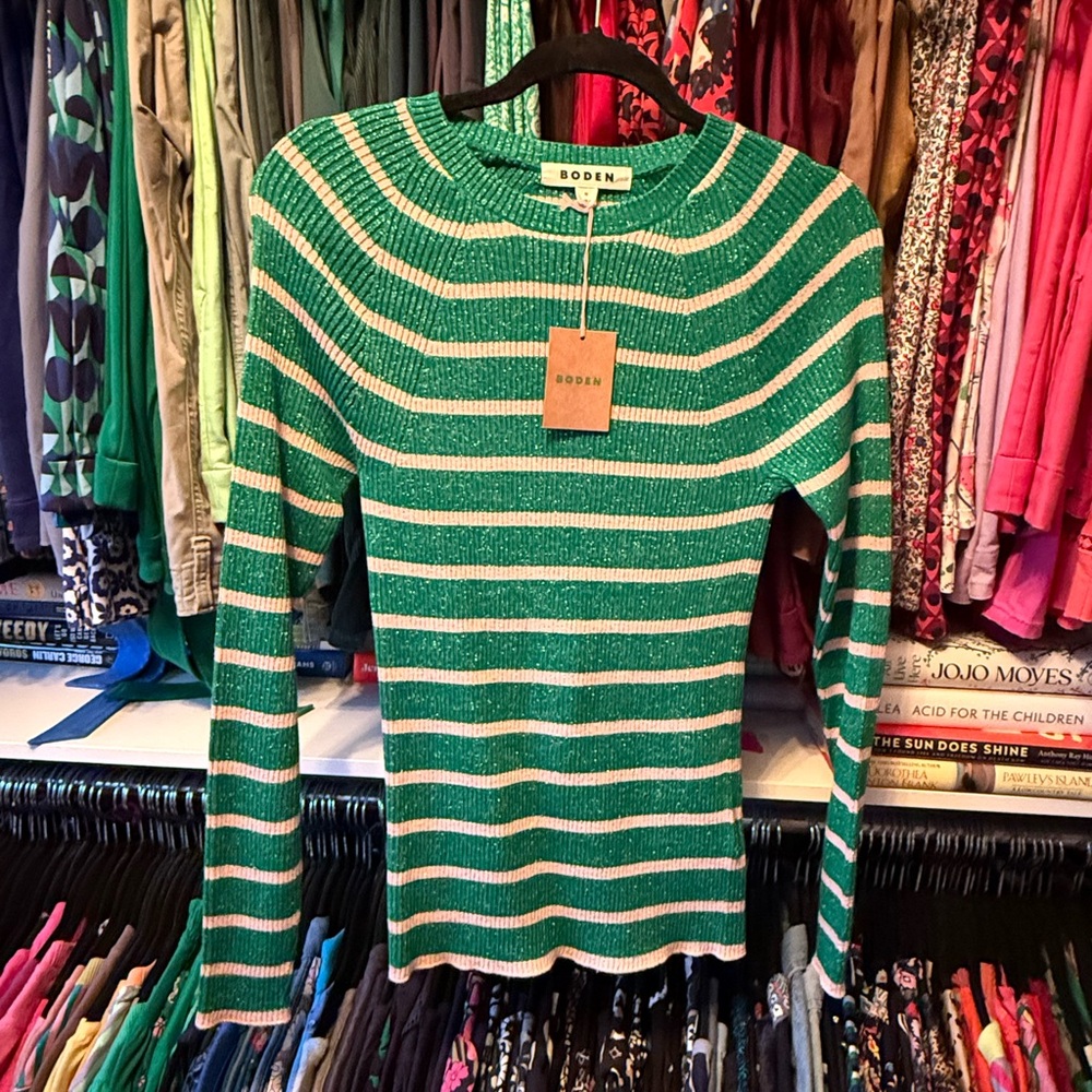 Boden. BNWT. Effie Sparkle Stripe Sweater. - Picture 3 of 6